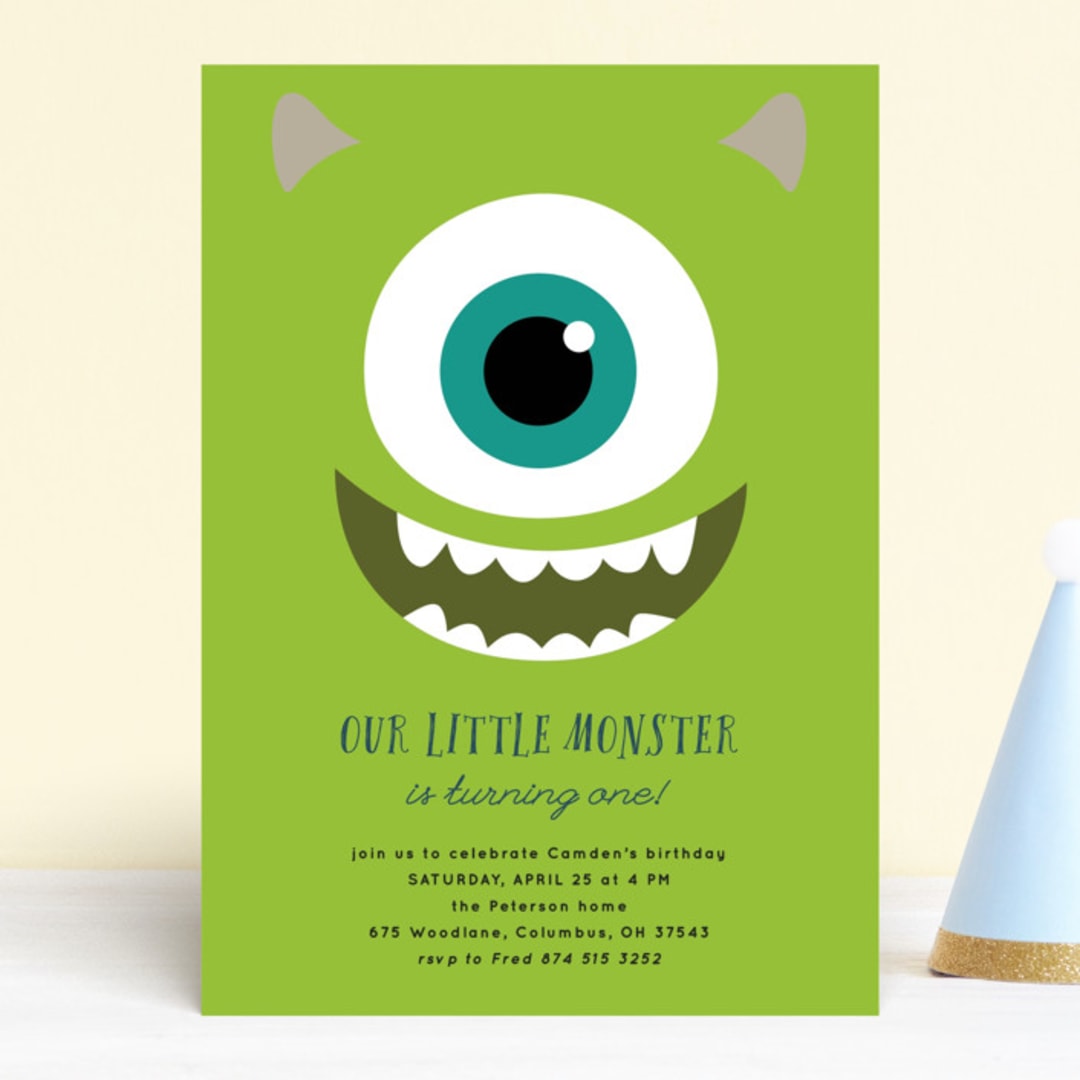 "Disney and Pixar's Monster Mike" - Children's Birthday Party Invitations in Seaweed by Orasie - Front