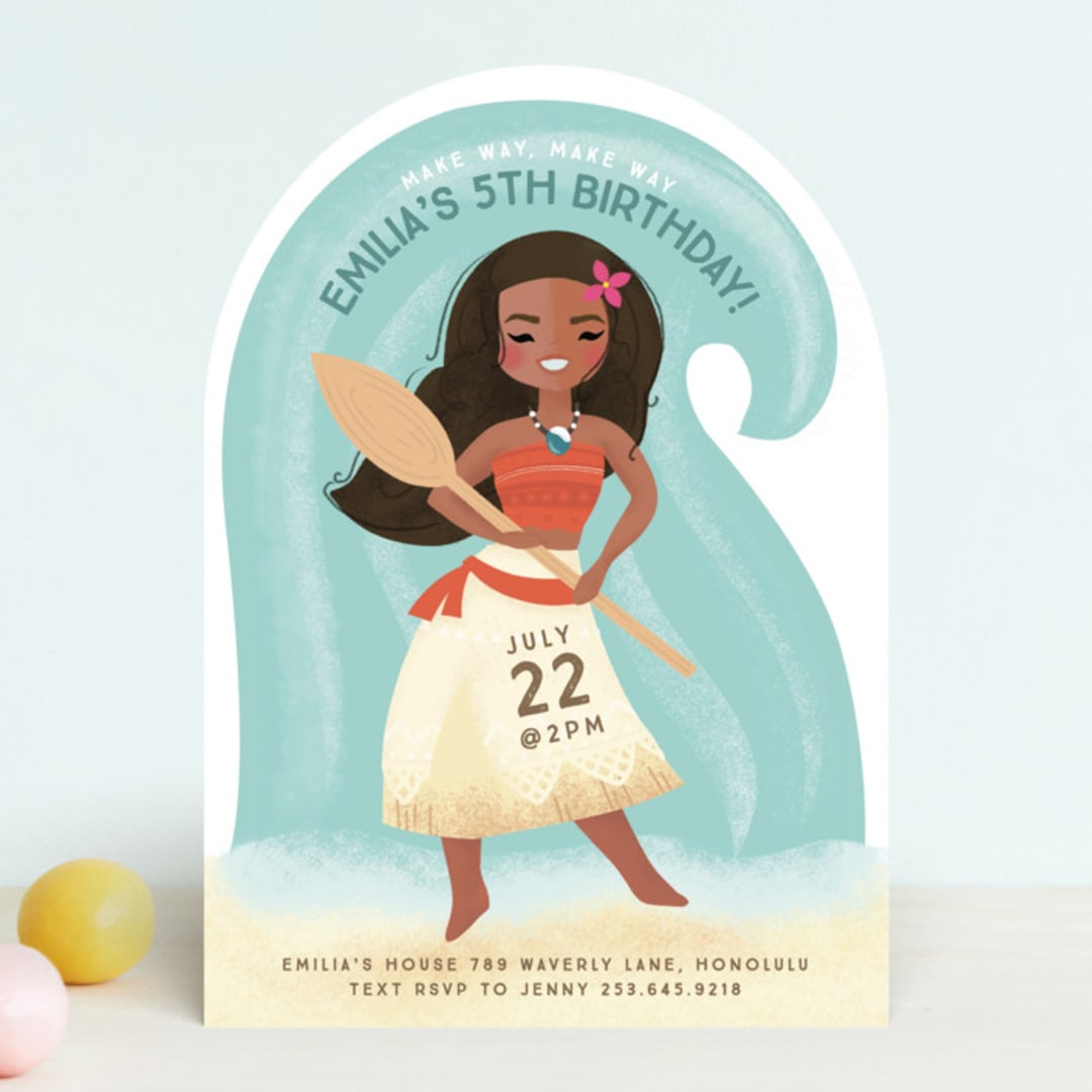 "Disney's Moana Make Way, Make Way" - Children's Birthday Party Invitations in Shell by Itsy Belle Studio - Front