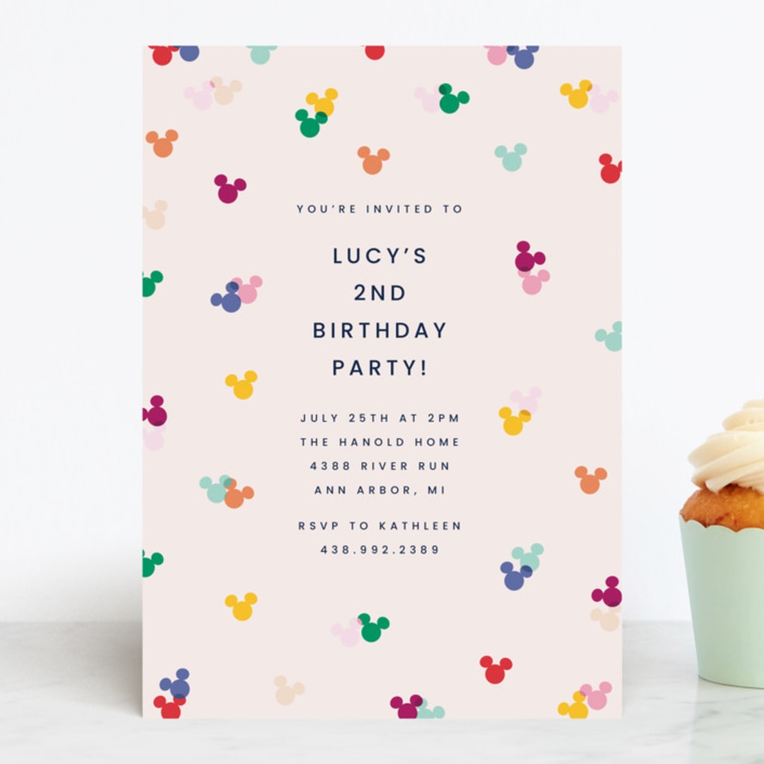"Disney's Mickey Confetti" - Children's Birthday Party Invitations in Bold by Ellen Schlegelmilch - Front