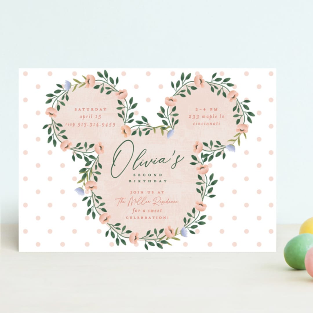 "Disney's Minnie wildflower" - Children's Birthday Party Invitations in Clementine by Susan Zinader - Front