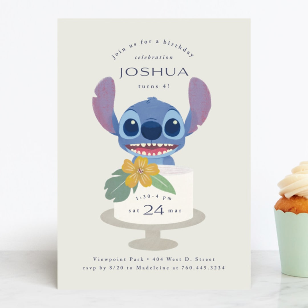 "Disney Keiki Cake" - Children's Birthday Party Invitations in Coconut by Griffinbell Paper Co. - Front