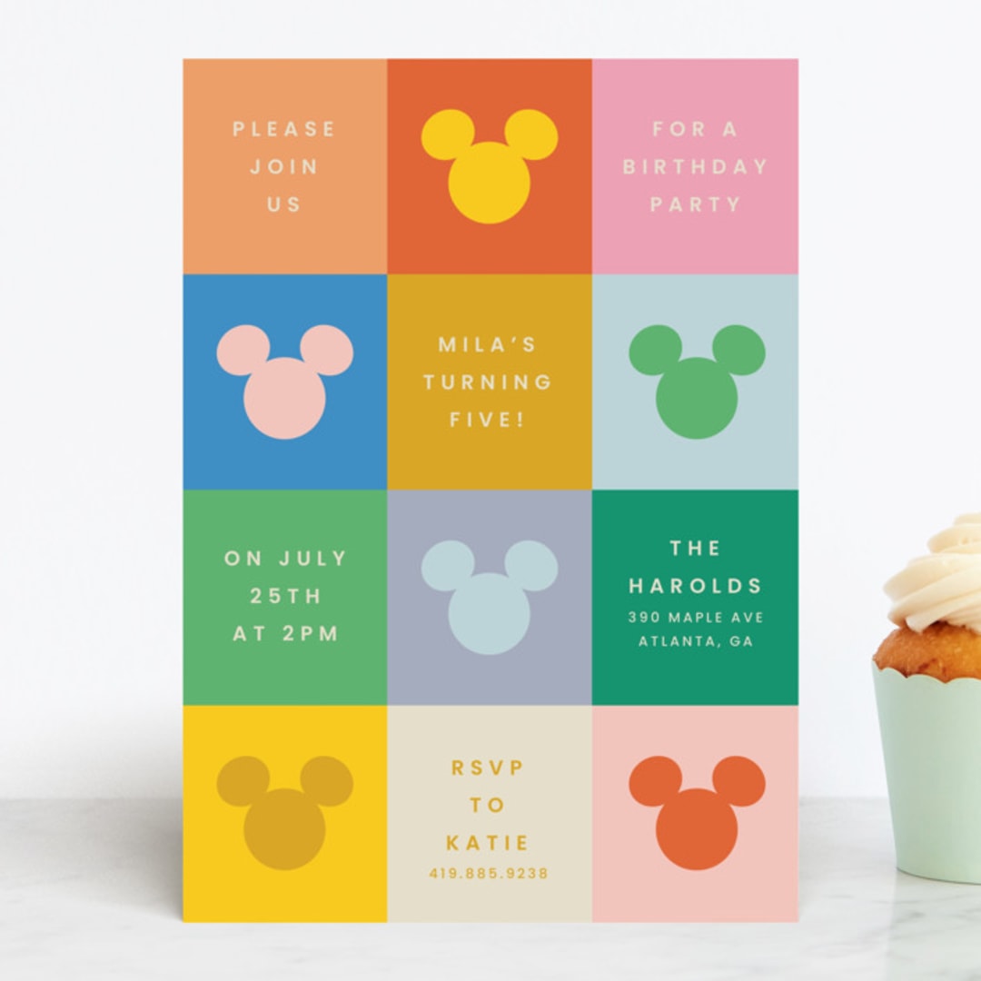 "Vibrant Disney Mickey" - Children's Birthday Party Invitations in Bold by Ellen Schlegelmilch - Front