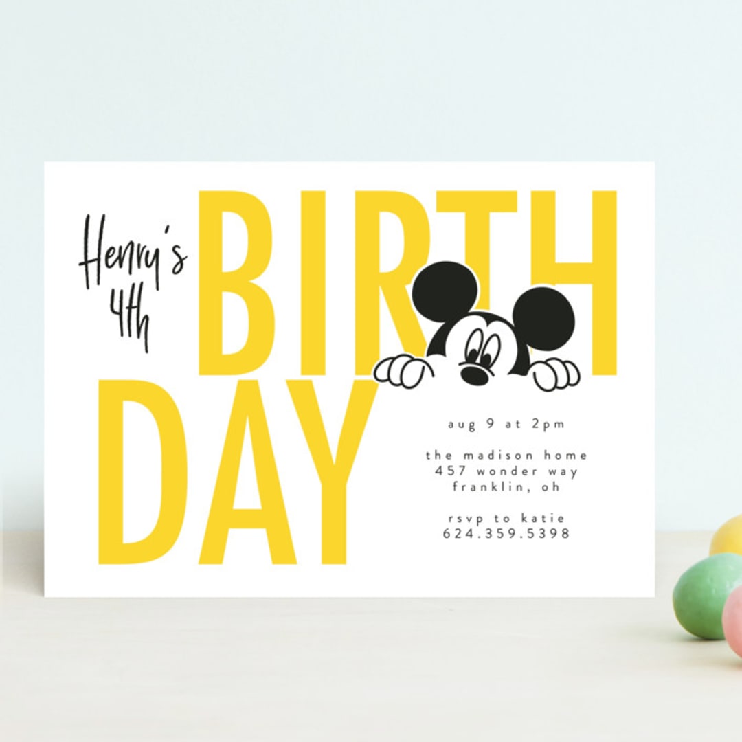 "Disney's Mickey Mouse Birthday Fun" - Children's Birthday Party Invitations in Sunshine by Julee London - Front