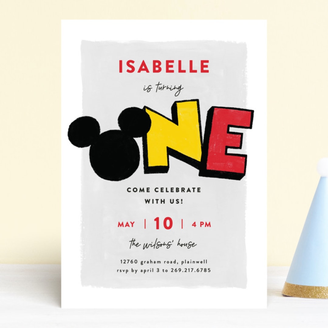 "A Disney Mickey Party" - Children's Birthday Party Invitations in Traditional by Pixel and Hank - Front