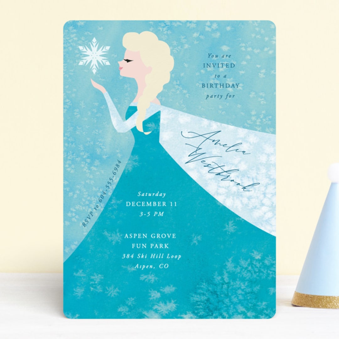 "Disney Elsa's Snowflakes" - Children's Birthday Party Invitations in Frost by Holly Whitcomb - Front