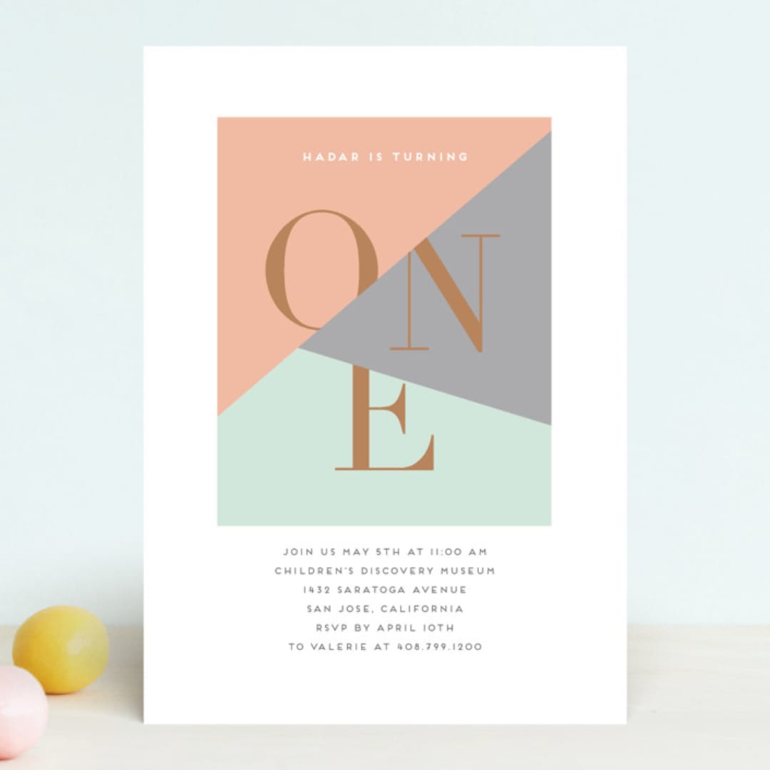 "Cutting Edge" - Children's Birthday Party Invitations in Sherbert by Simona Camp - Front