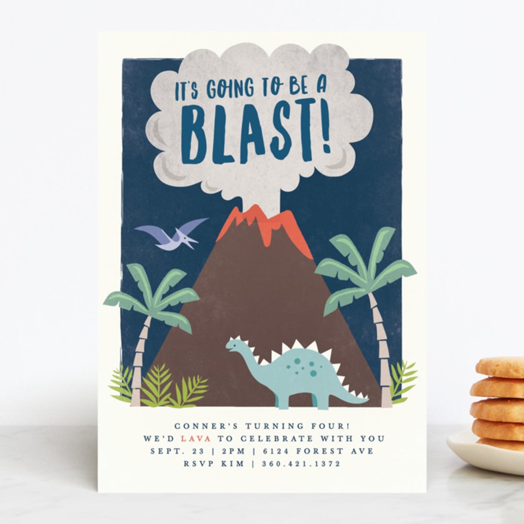 "volcano blast" - Children's Birthday Party Invitations in Atlantic by Karidy Walker - Front