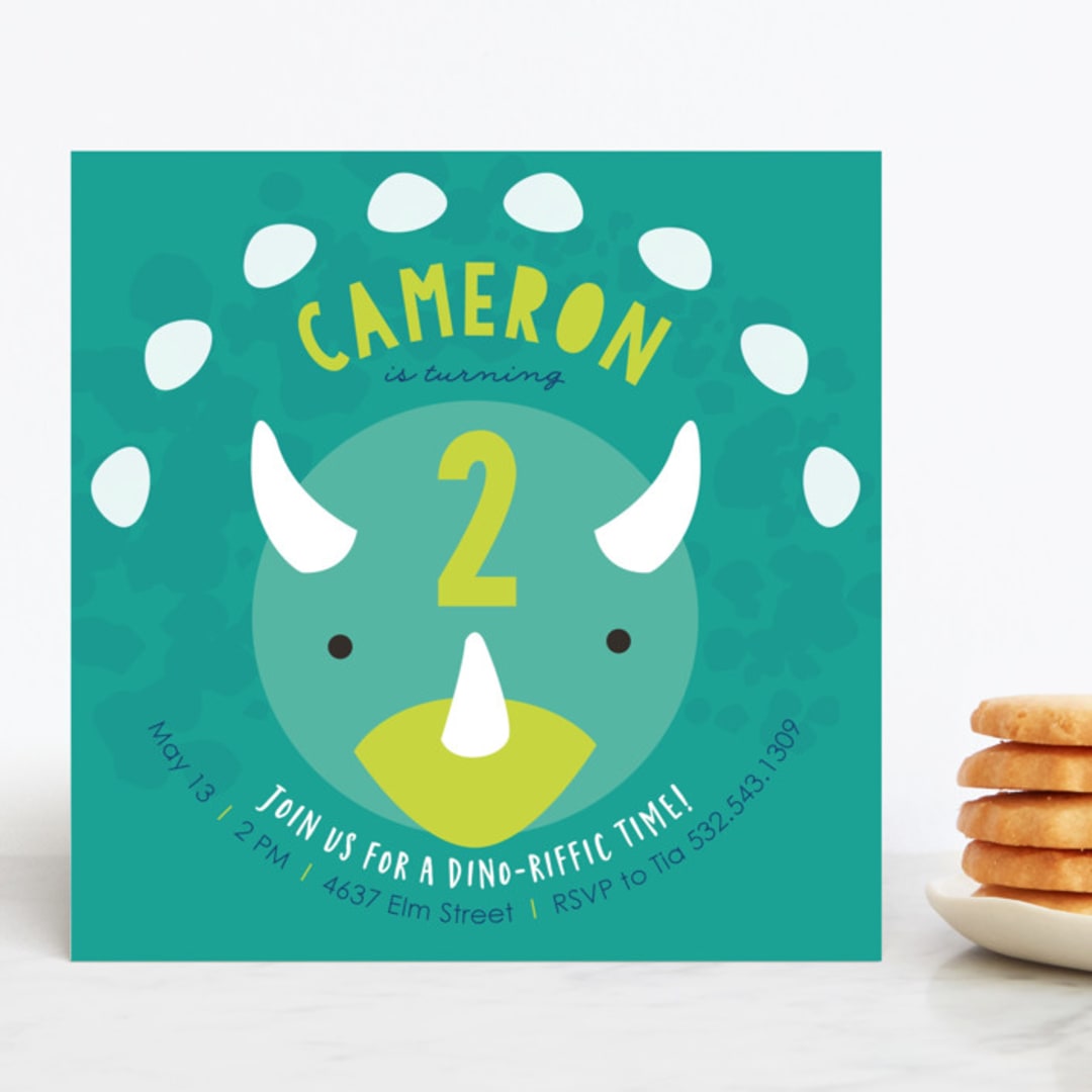"Tri Birthday" - Children's Birthday Party Invitations in Teal by Itsy Belle Studio - Front