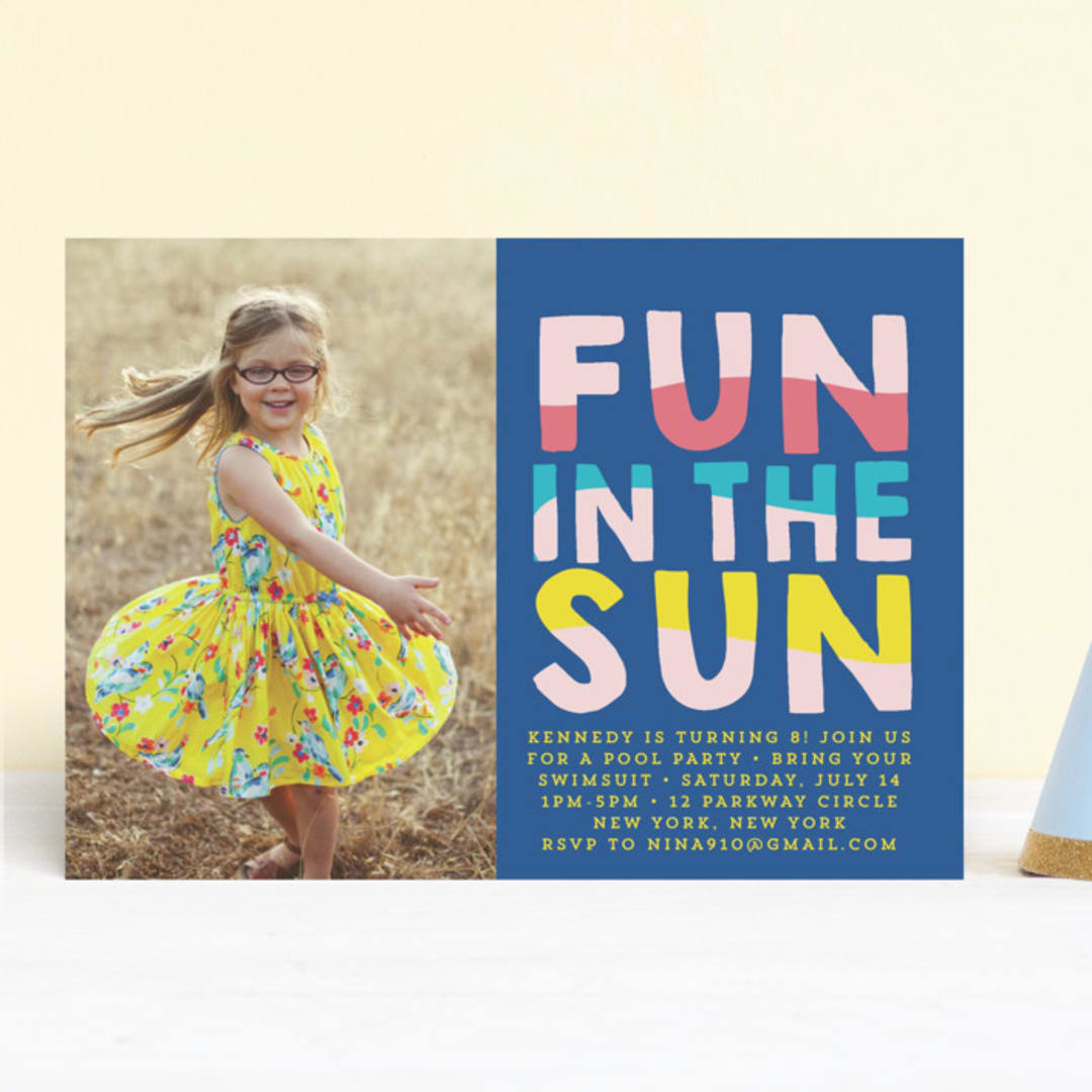 "Fun Sun" - Children's Birthday Party Invitations in Carribean by Baumbirdy - Front