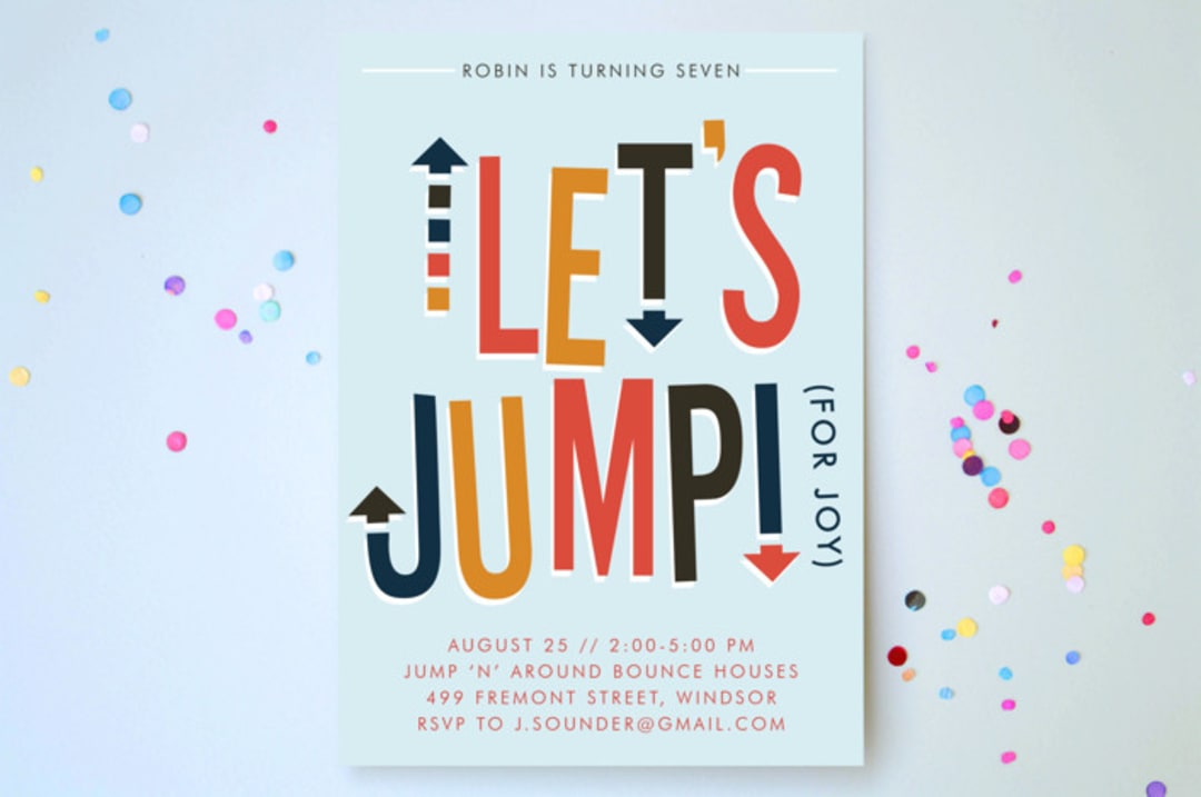 "Jump House" - Children's Birthday Party Invitations in Sky by Ellis - Front