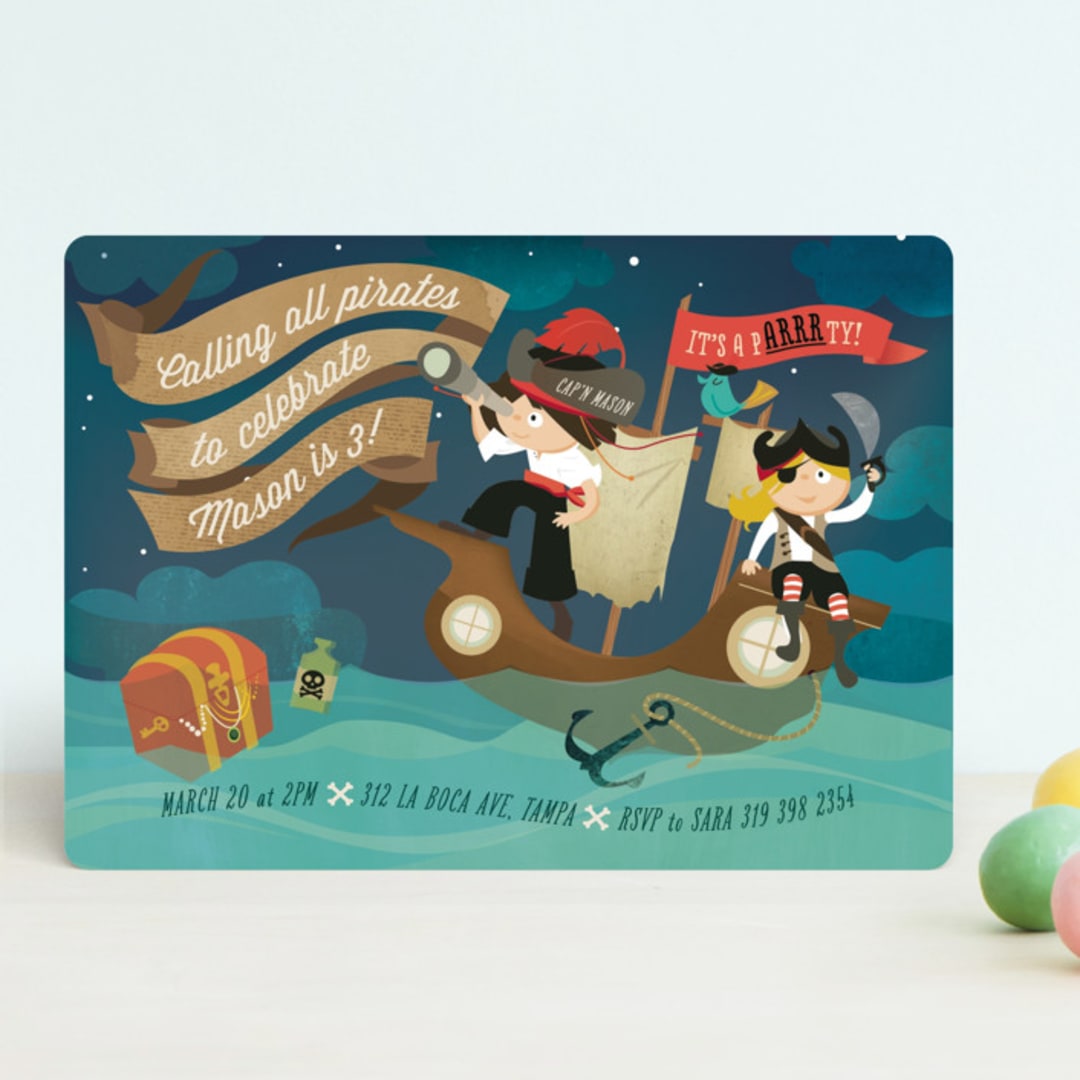 "pARRRty!" - Children's Birthday Party Invitations in Ocean by Lori Wemple - Front