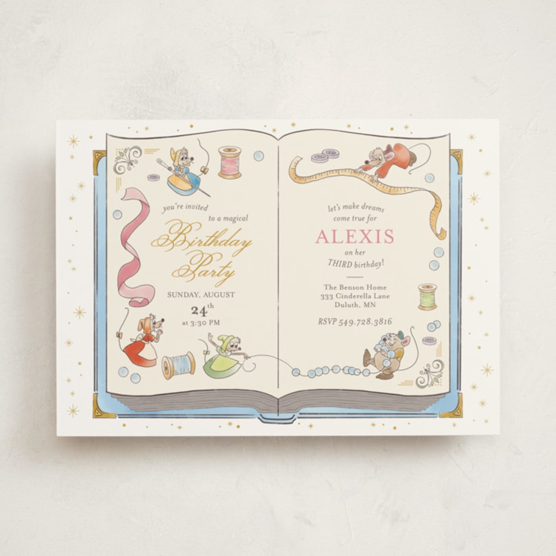 "Cinderella Storybook Birthday" - Children's Birthday Party Invitations in Teal by Three Wings North - Front