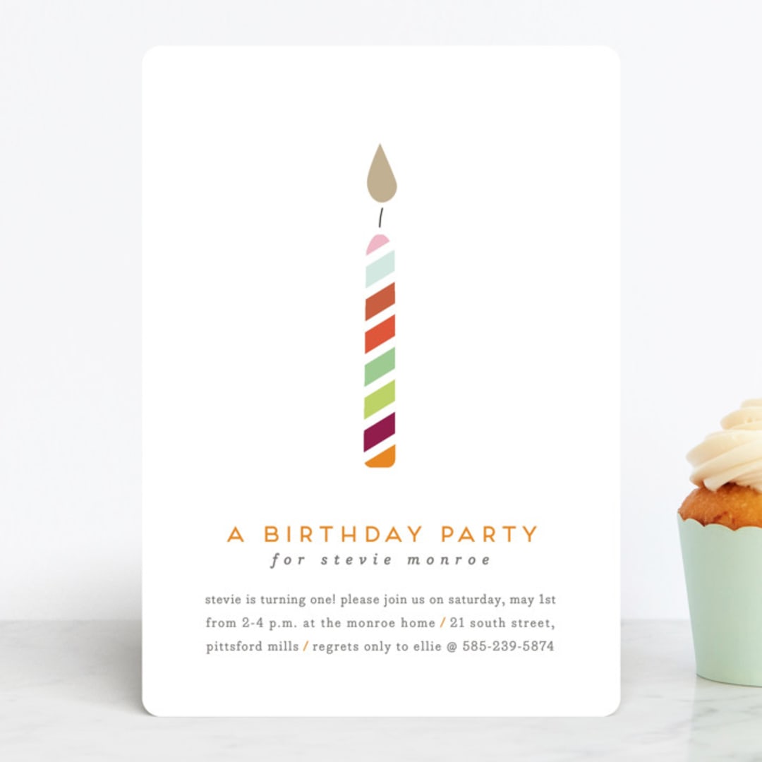"Lit Candle" - Children's Birthday Party Invitations in Full Spectrum by Up Up Creative - Front