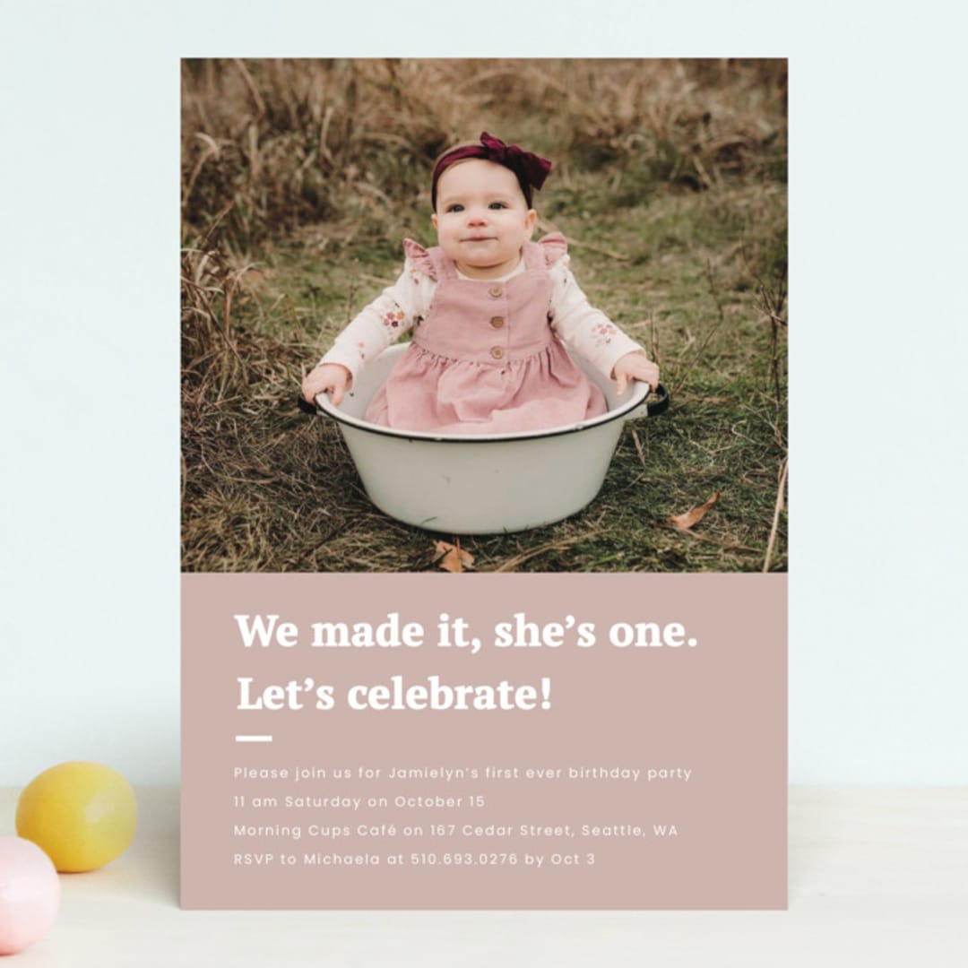 "Made it" - Children's Birthday Party Invitations in Blush by Adelyn T. - Front
