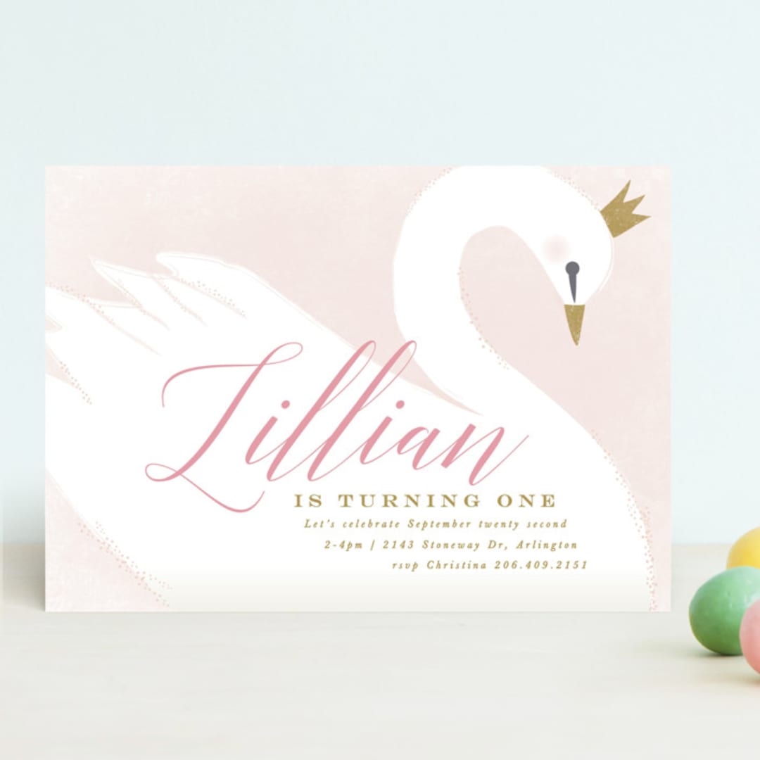 "sweet swan princess" - Children's Birthday Party Invitations in Ballet Slipper by Karidy Walker - Front
