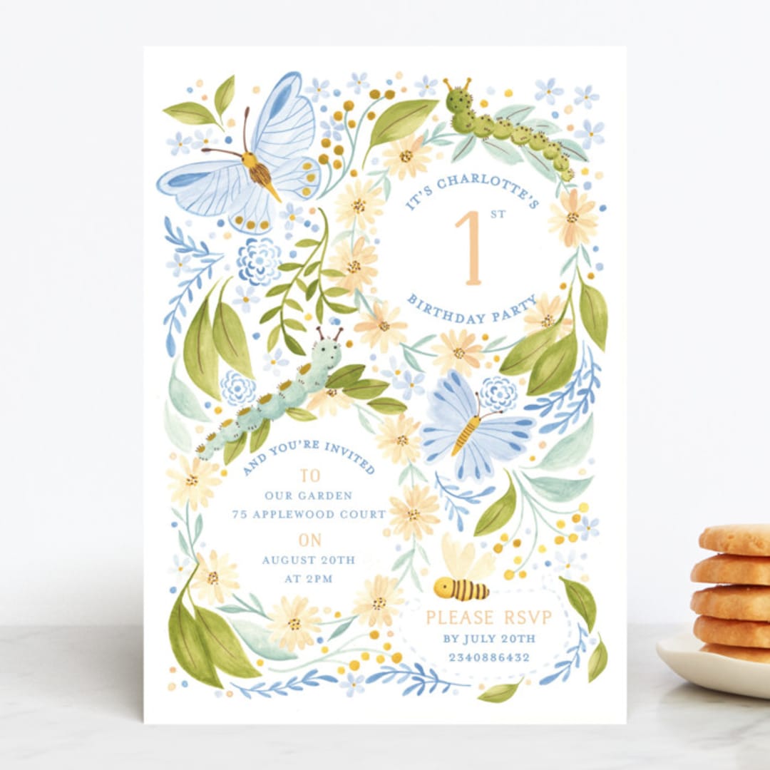 "Daisy Chains" - Children's Birthday Party Invitations in Olive Tree by Sarah Knight - Front