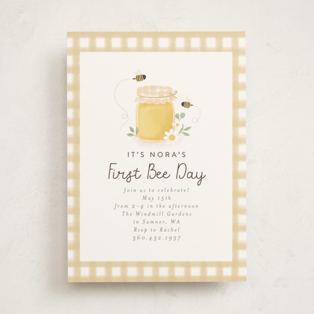 "First Bee Day" - Children's Birthday Party Invitations in Honey by Itsy Belle Studio - Front