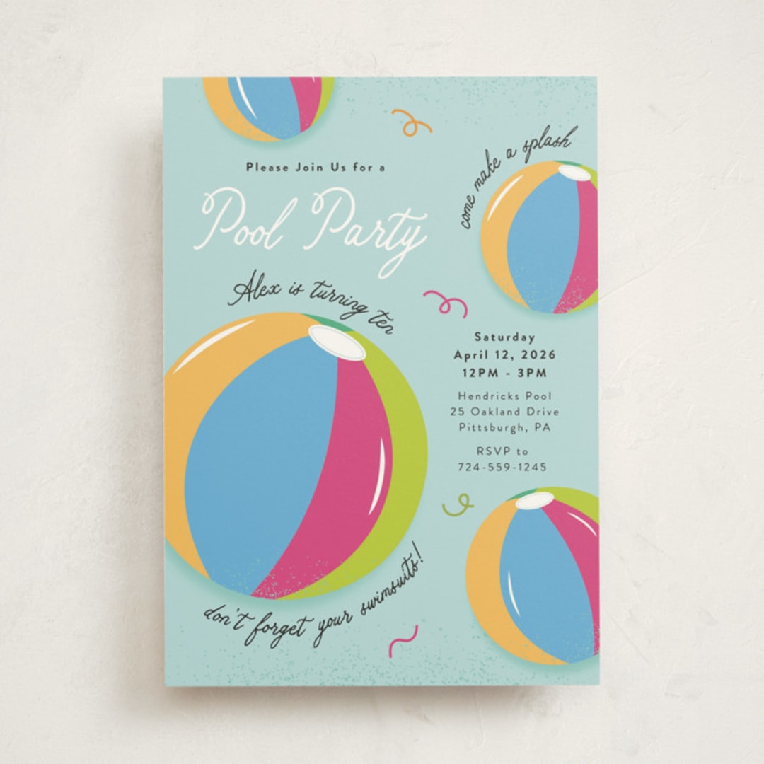 "Make a Splash!" - Children's Birthday Party Invitations in Fruit Punch by Sarah Hawkins Designs - Front