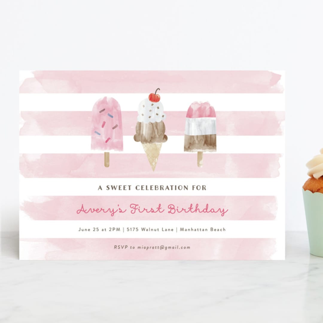 "Sweet Treats" - Children's Birthday Party Invitations in Bubblegum by Shirley Lin Schneider - Front