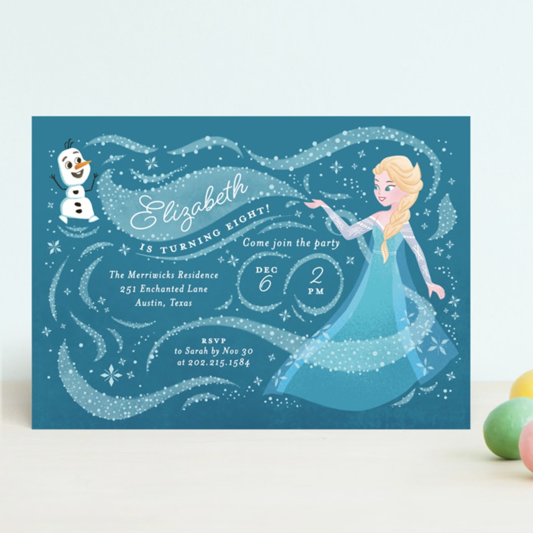 "Disney Frozen Snow Sparkles" - Children's Birthday Party Invitations in Frosty by curiouszhi - Front