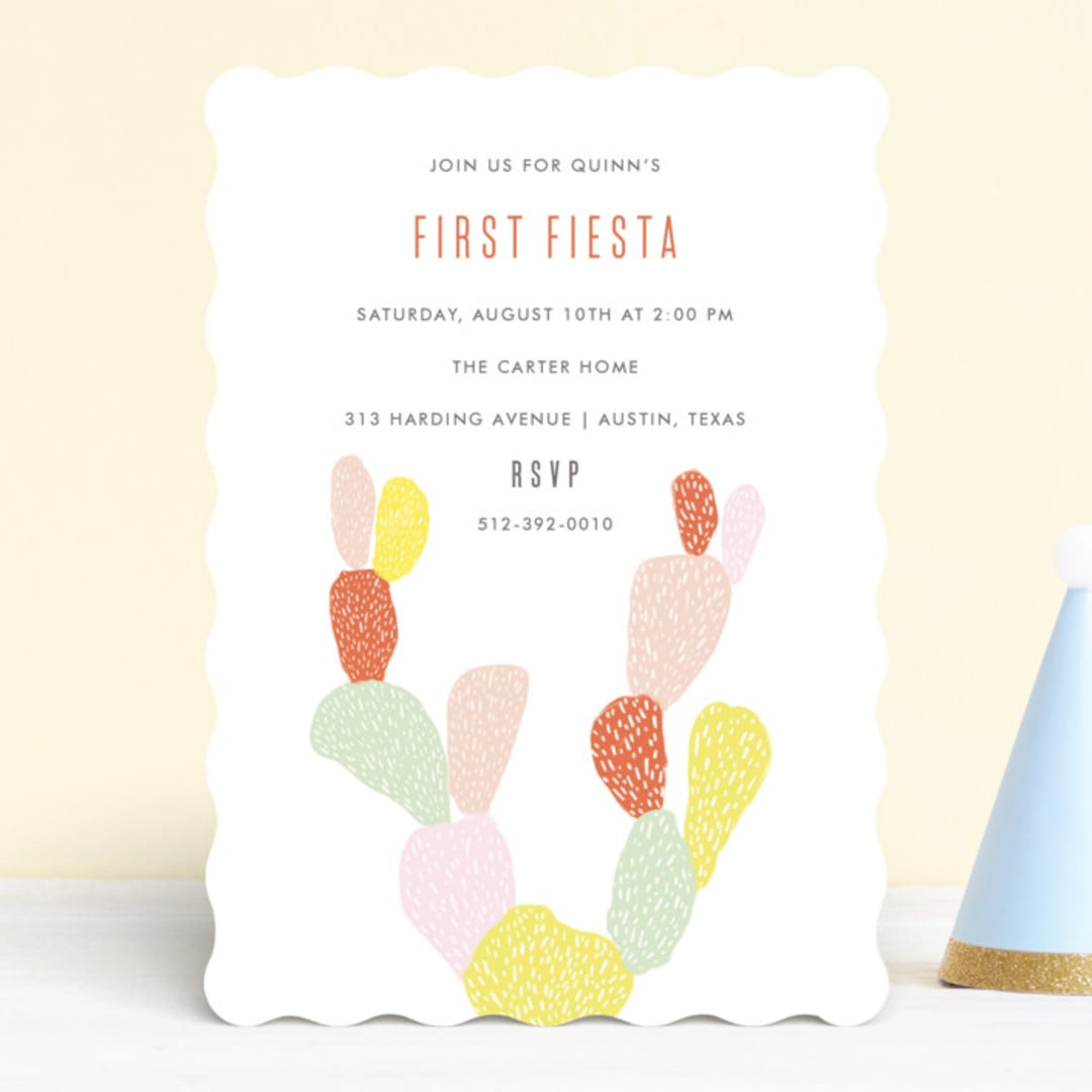 "First Fiesta" - Children's Birthday Party Invitations in Multi Bright by Julie Murray - Front