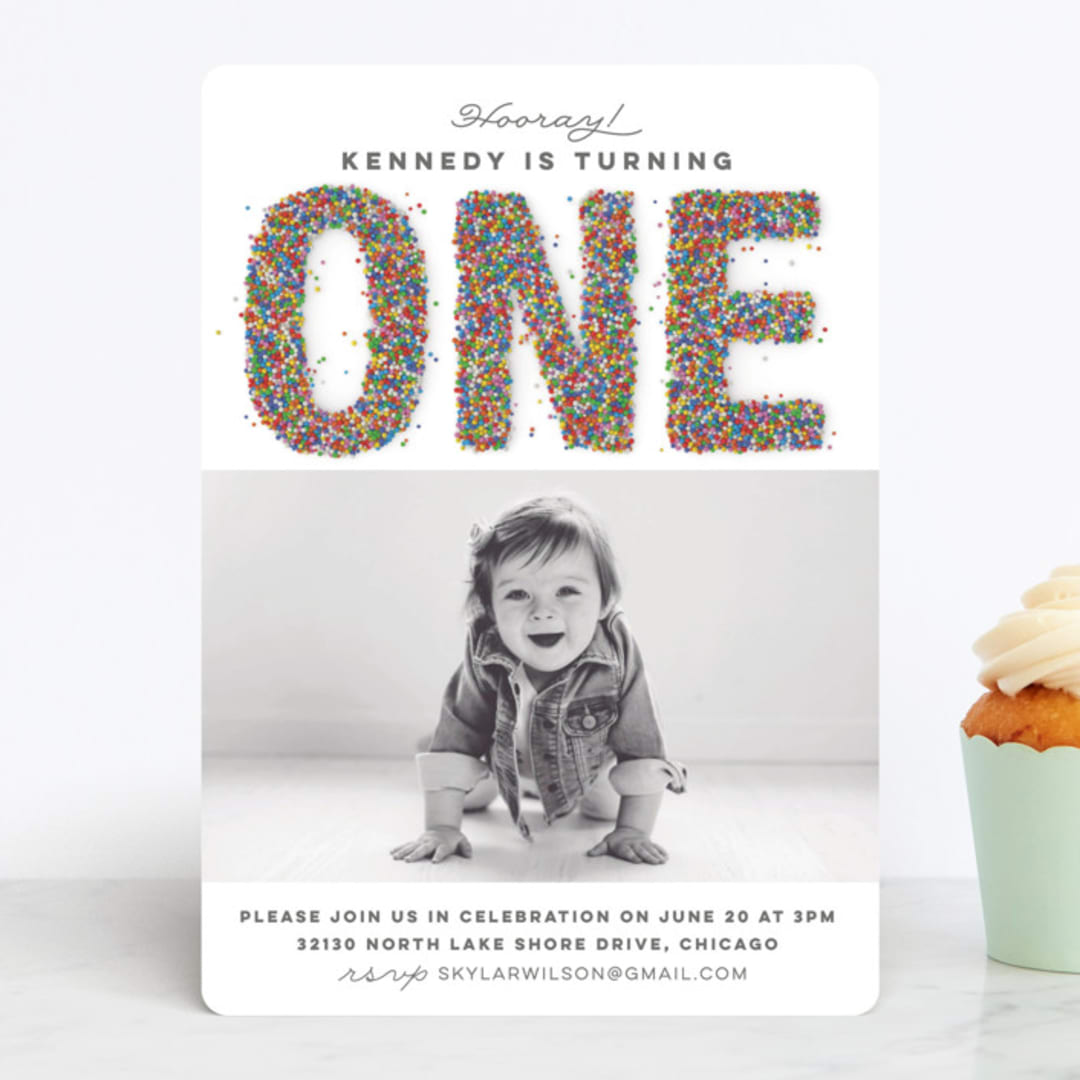 "sprinkles" - Children's Birthday Party Invitations in Vanilla by Jessie Steury - Front