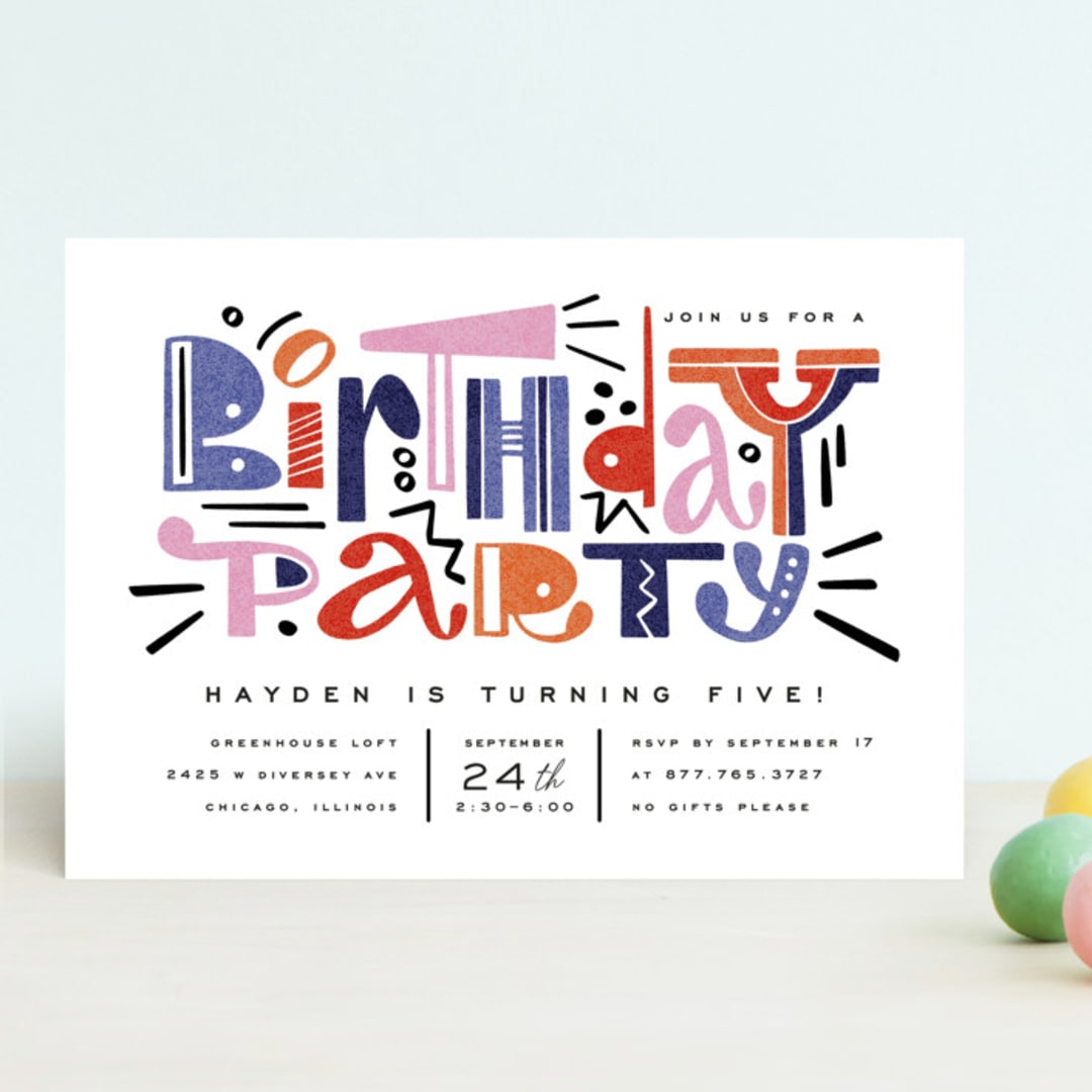 "funny letters" - Children's Birthday Party Invitations in Smoothie by Anastasia Makarova - Front