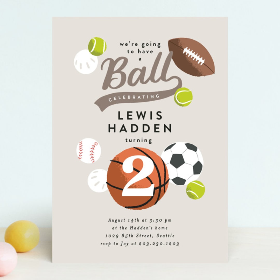 "Have a Ball" - Children's Birthday Party Invitations in Fudge by Alethea and Ruth - Front