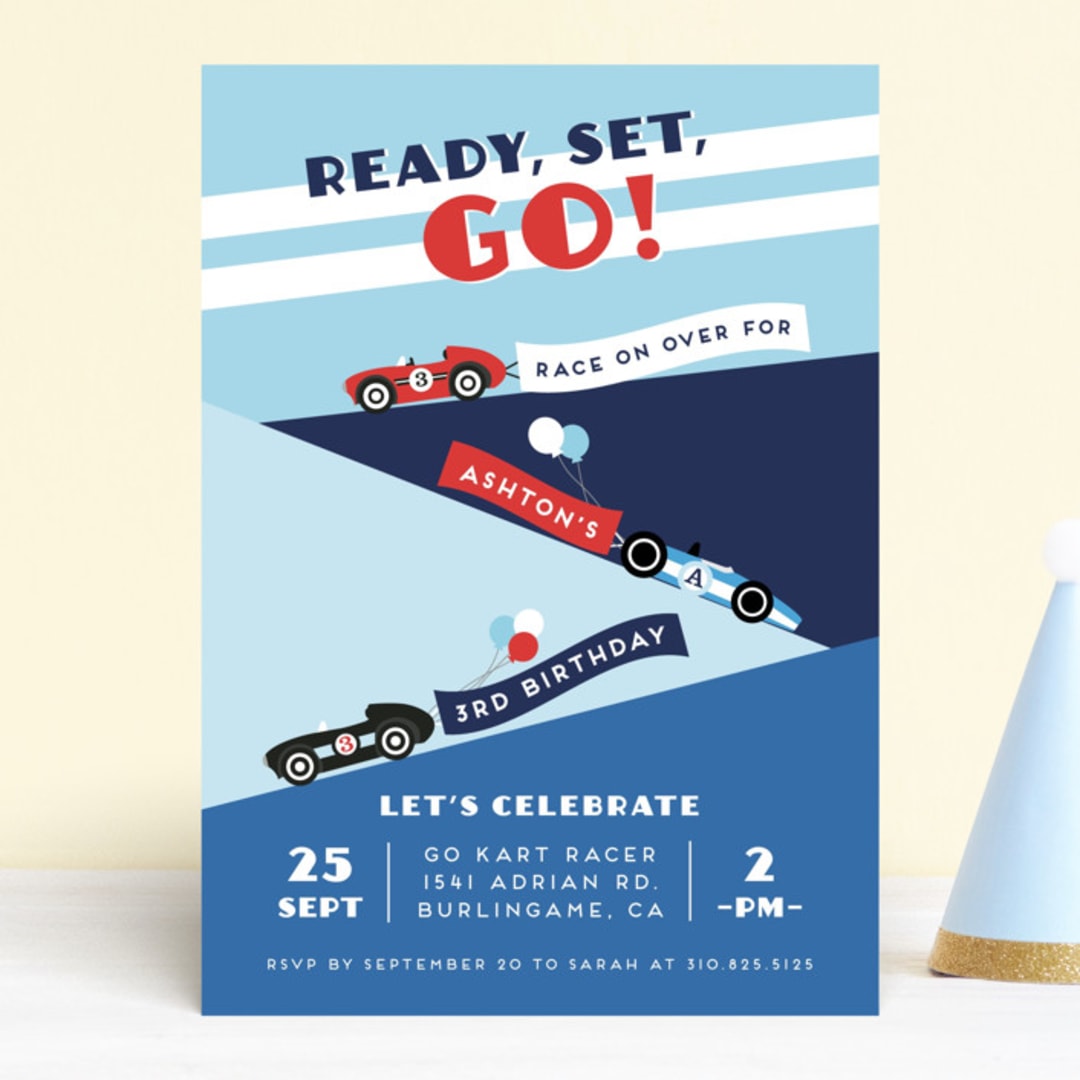 "Monaco" - Children's Birthday Party Invitations in Sky by Shirley Lin Schneider - Front