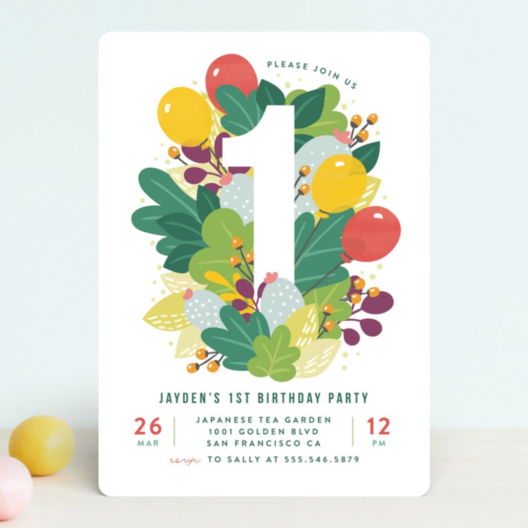 "Colorful Cactus Party" - Children's Birthday Party Invitations in Grass by Shannon Chen of Four Wet Feet Studio - Front