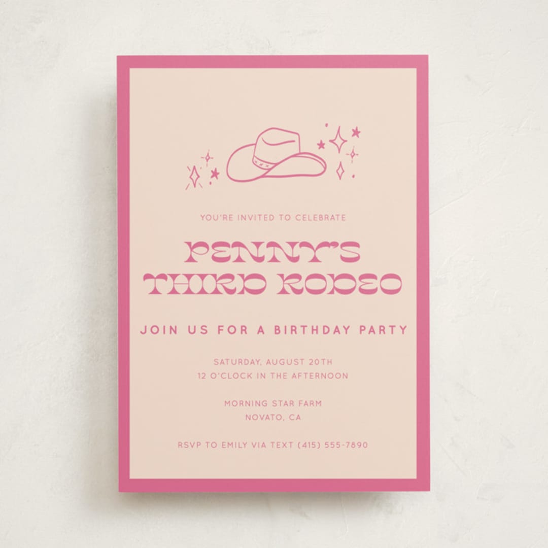 "Cowgirl Sweet Sixteen" - Children's Birthday Party Invitations in Peony by Rachel Cassel - Front