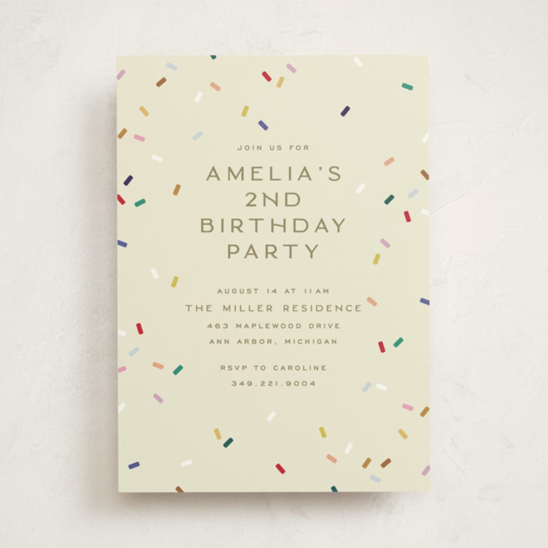 "tiny bold sprinkles" - Children's Birthday Party Invitations in Cream by Ellen Schlegelmilch - Front