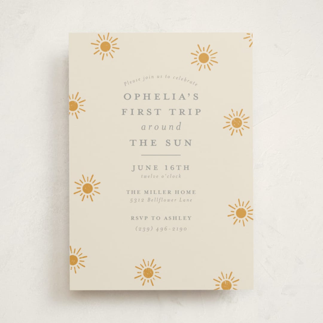 "Sun Toss" - Children's Birthday Party Invitations in Golden Sun by Meggy Masters - Front
