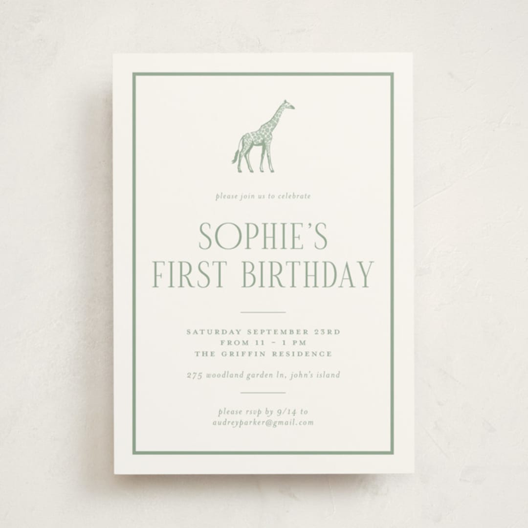 "Safari" - Children's Birthday Party Invitations in Palm by Jenna Holcomb - Front