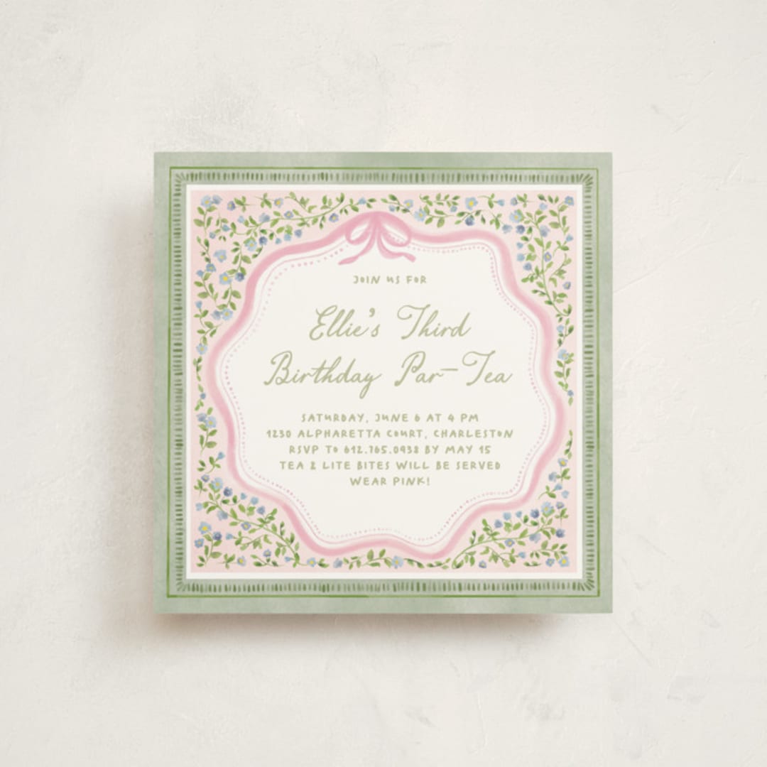"Birthday Par-Tea" - Children's Birthday Party Invitations in Garden Glory by Creo Study - Front