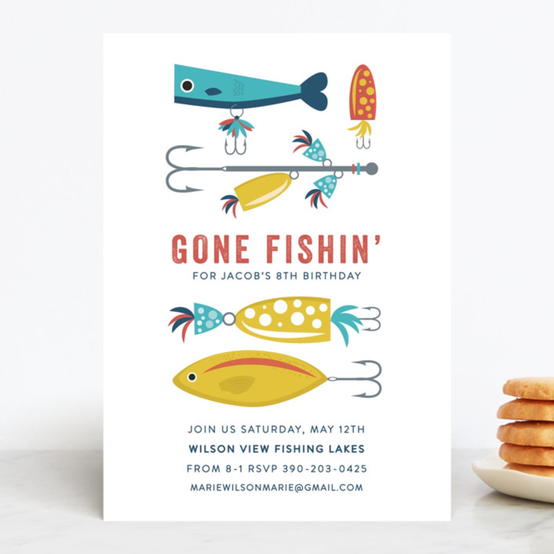 "Gone Fishin'" - Children's Birthday Party Invitations in Ocean by Bethany Anderson - Front