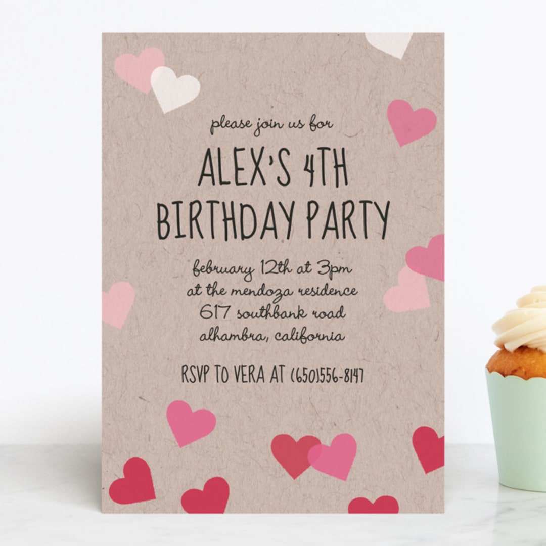 "Valentine's Ombre Love" - Children's Birthday Party Invitations in Kraft by Becca Thongkham - Front