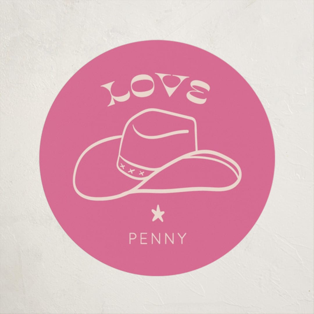 "Cowgirl" - Children's Birthday Party Stickers in Peony by Rachel Cassel - Front