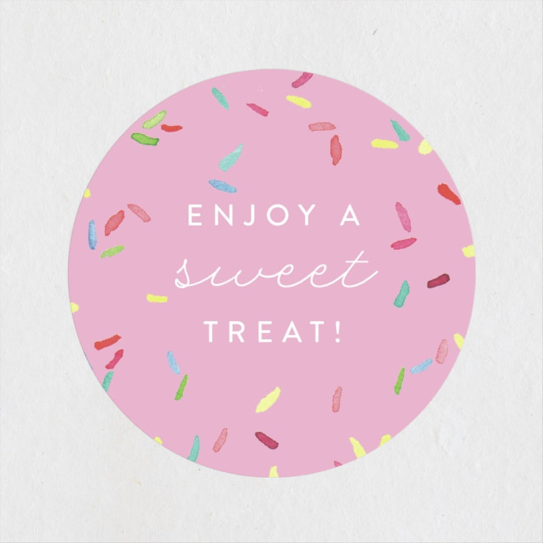 "Sprinkle Me One" - Children's Birthday Party Stickers in Candy by Lagniappe Paper - Front