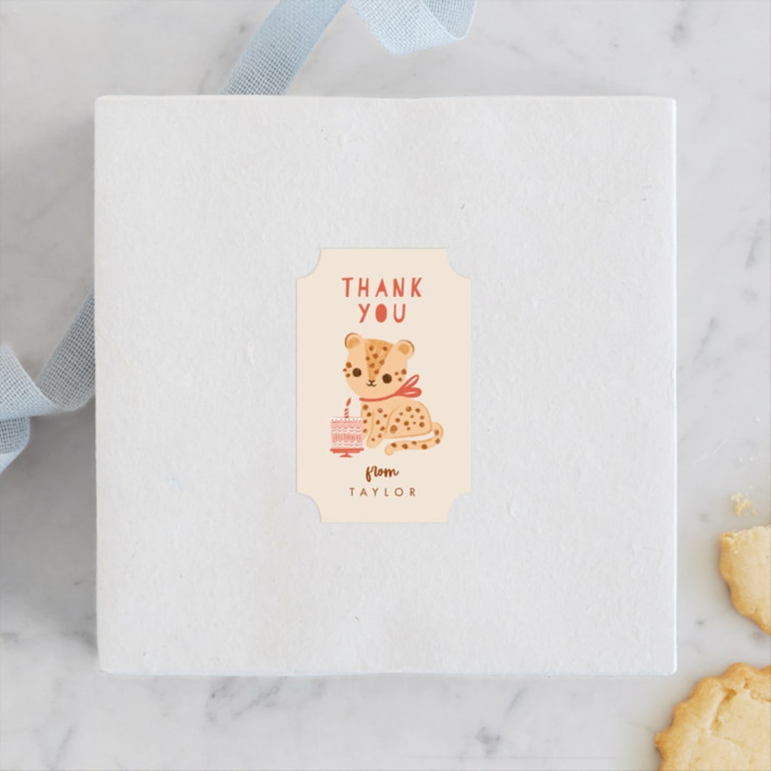 "It's a party" - Children's Birthday Party Stickers in Poppy by Vivian Yiwing - Front