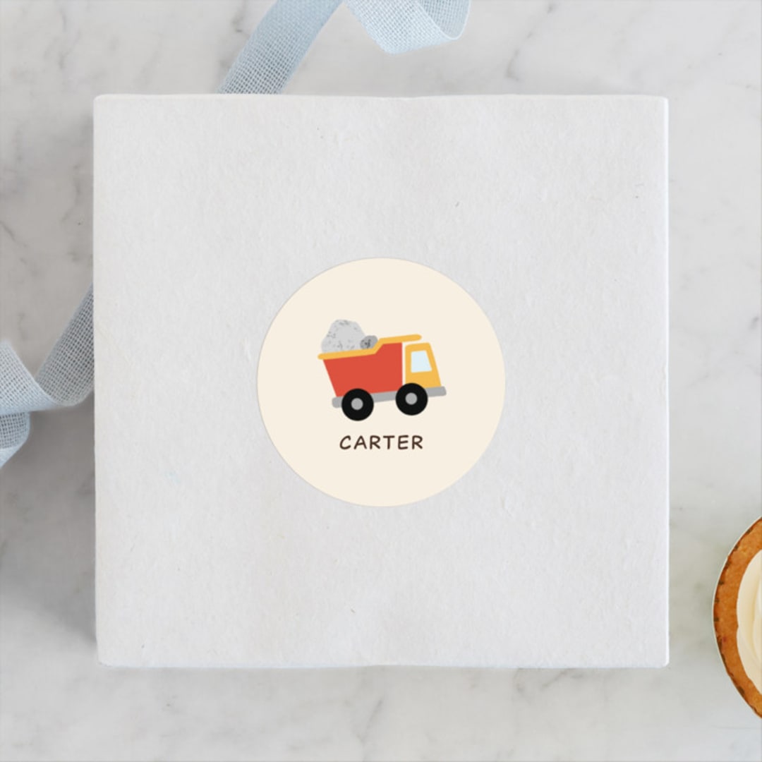 "Digging" - Children's Birthday Party Stickers in Dirt by Megan Cash - Front