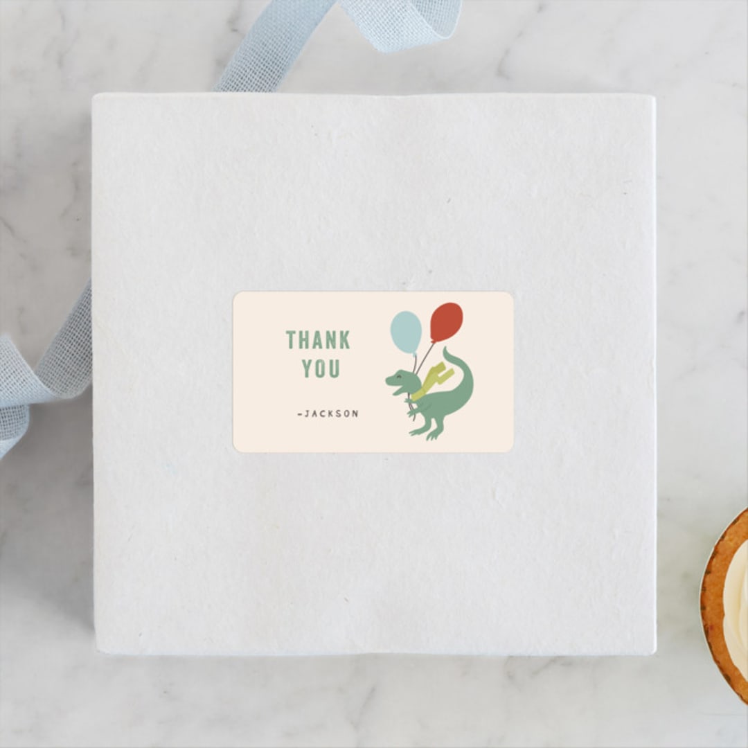 "Dino Party" - Children's Birthday Party Stickers in Sand by Teju Reval - Front