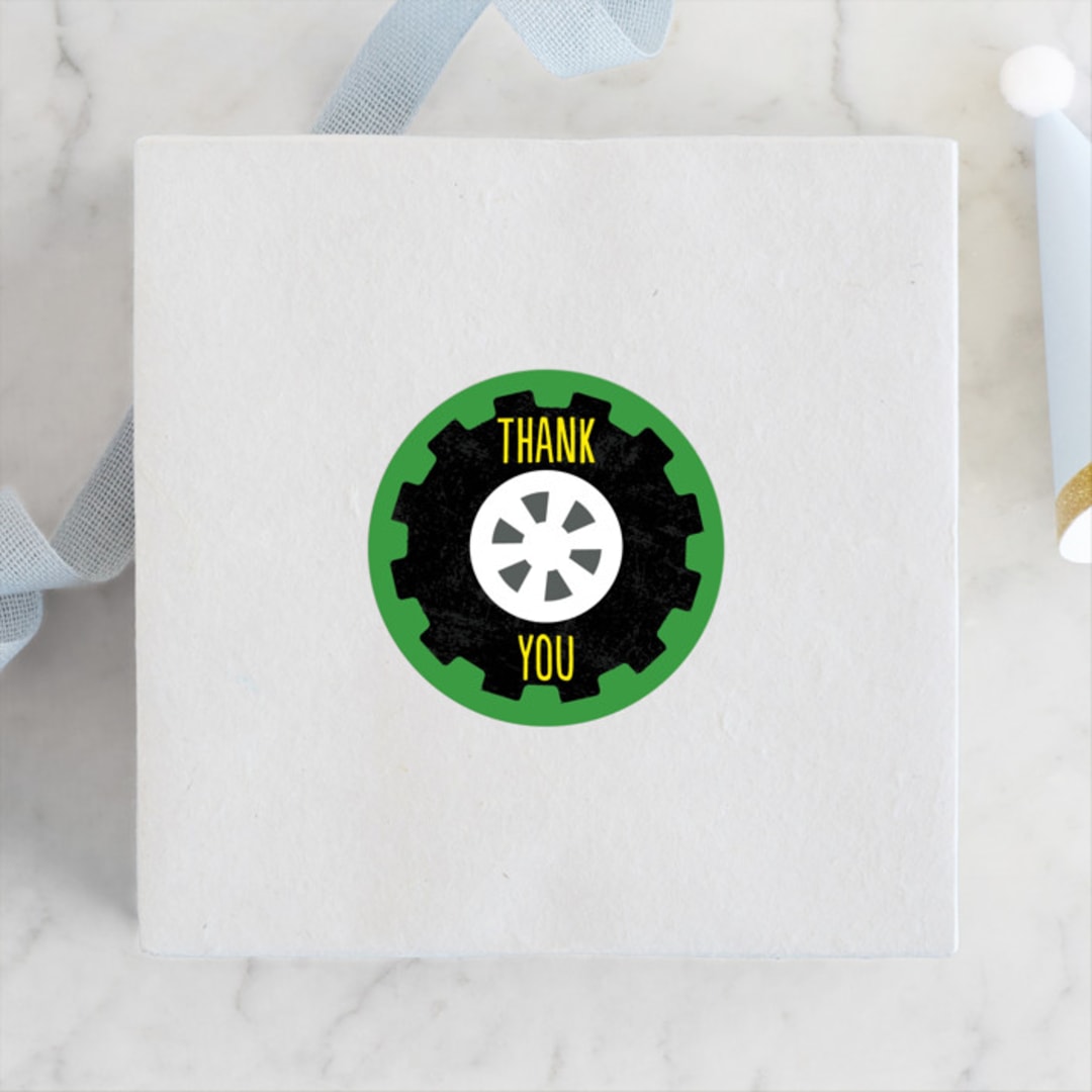 "Monster Truck" - Children's Birthday Party Stickers in Lime by Erica Krystek - Front