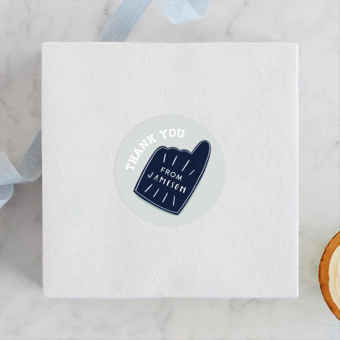 "Sports" - Children's Birthday Party Stickers in Navy by JeAnna Casper - Front