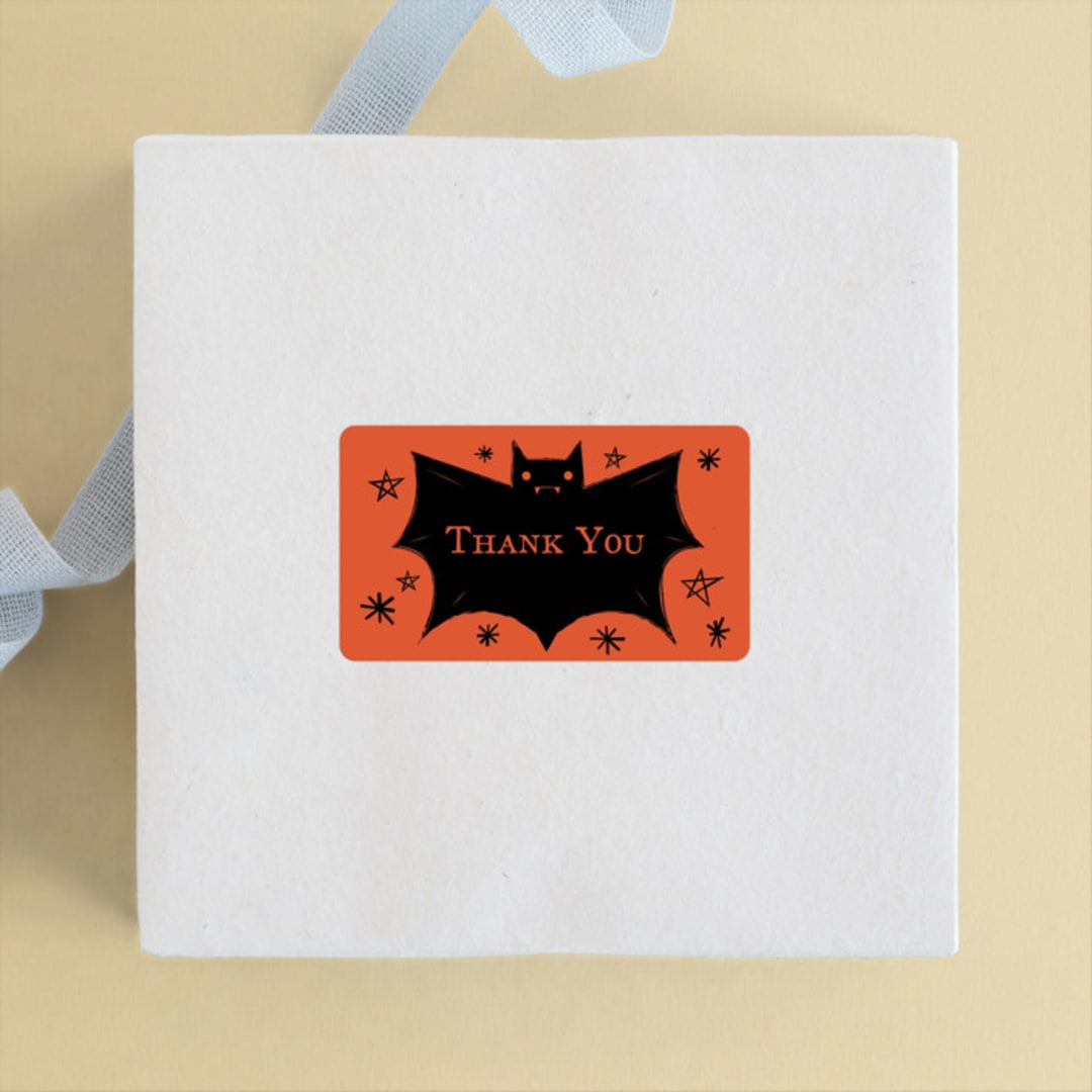 "Spooky Bat" - Children's Birthday Party Stickers in Hibiscus by Ani Somi - Front