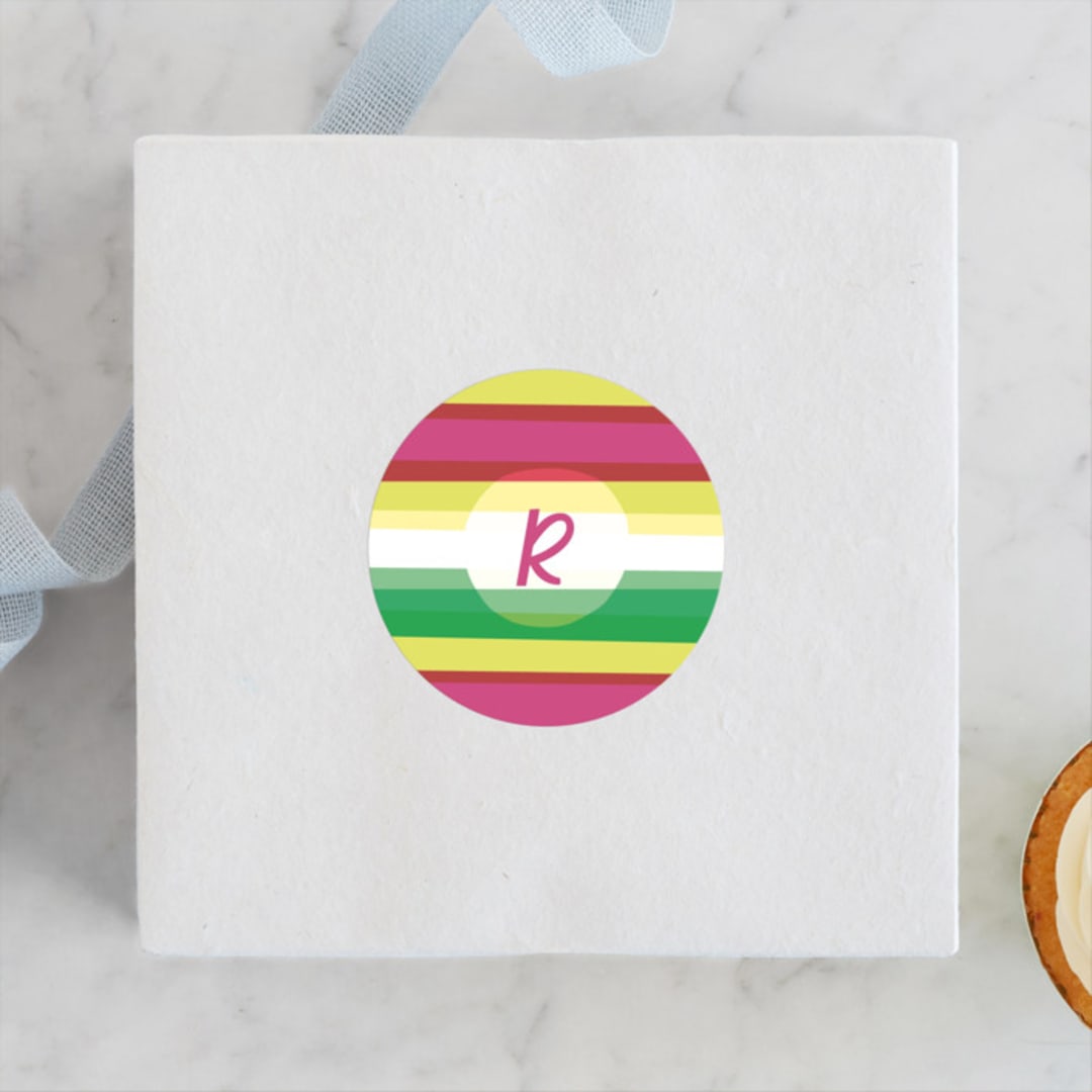 "One" - Children's Birthday Party Stickers in Peony by Phrosné Barwood - Front