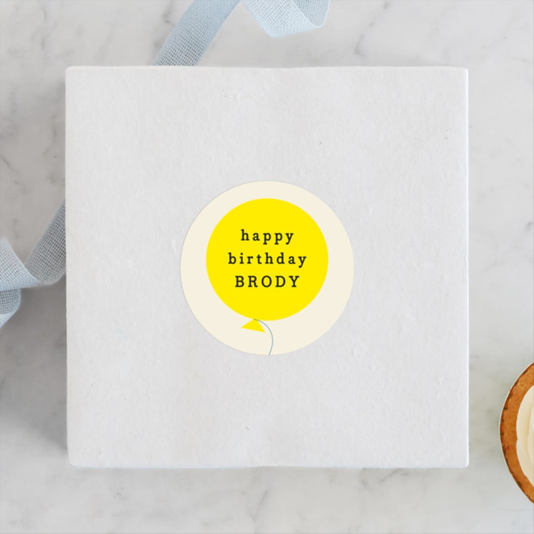 "Balloon" - Children's Birthday Party Stickers in Cream by Baumbirdy - Front