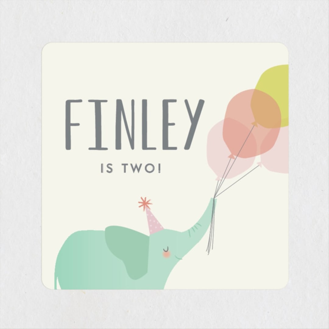 "Time to party!" - Children's Birthday Party Stickers in Peach by Karidy Walker - Front