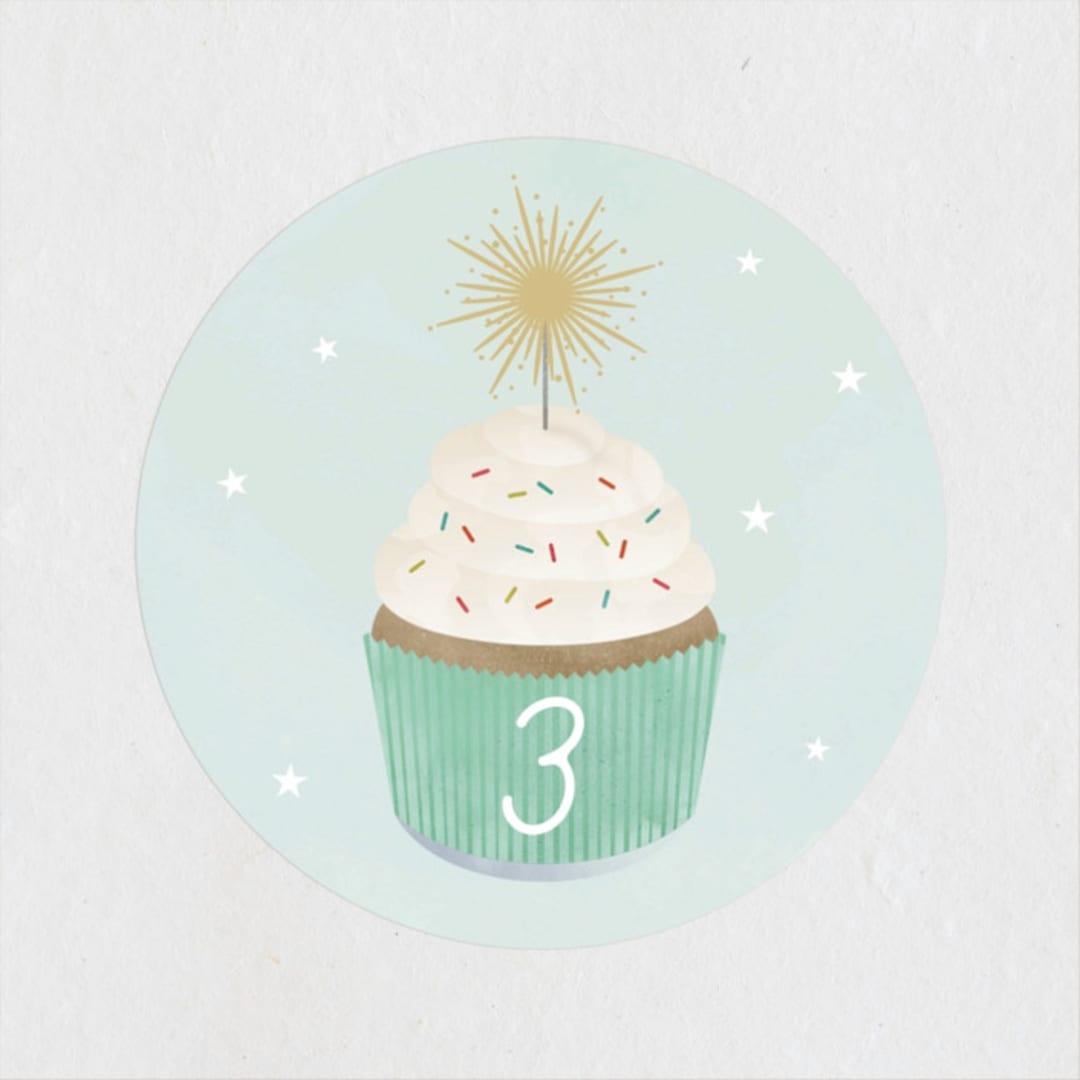 "Sparkler" - Children's Birthday Party Stickers in Spearmint by Lorent and Leif - Front