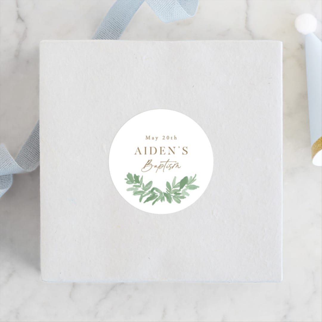 "Botanically" - Children's Birthday Party Stickers in Mint by Everett Paper Goods - Front